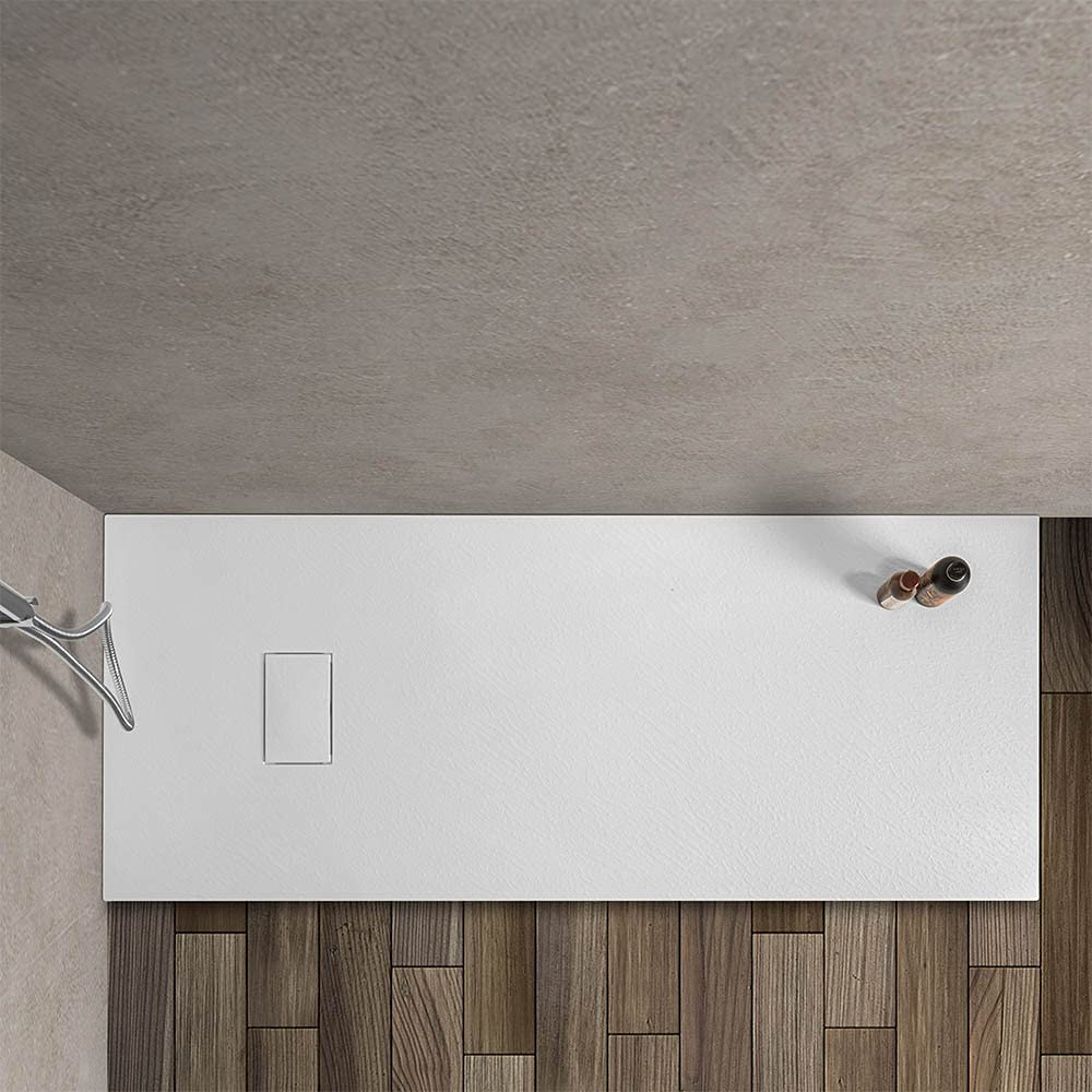 Piatto doccia in Resina, disponibile in diverse misure, design ultraslim con effetto pietra serie Agorà (70x170, Bianco)