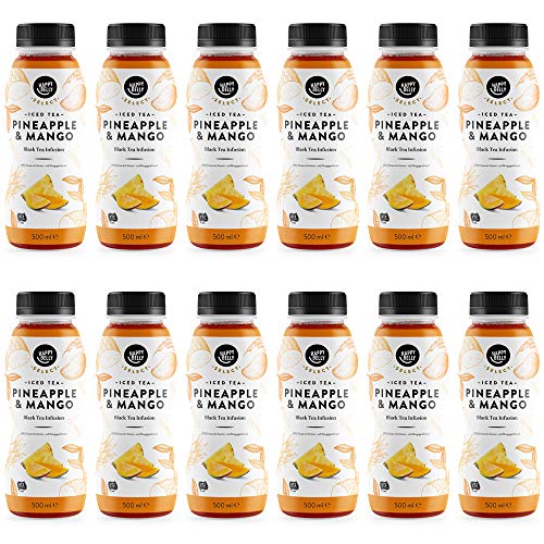 Marca Amazon - Happy Belly Select Té helado de mango y piña, 12u00a0xu00a0500u00a0ml