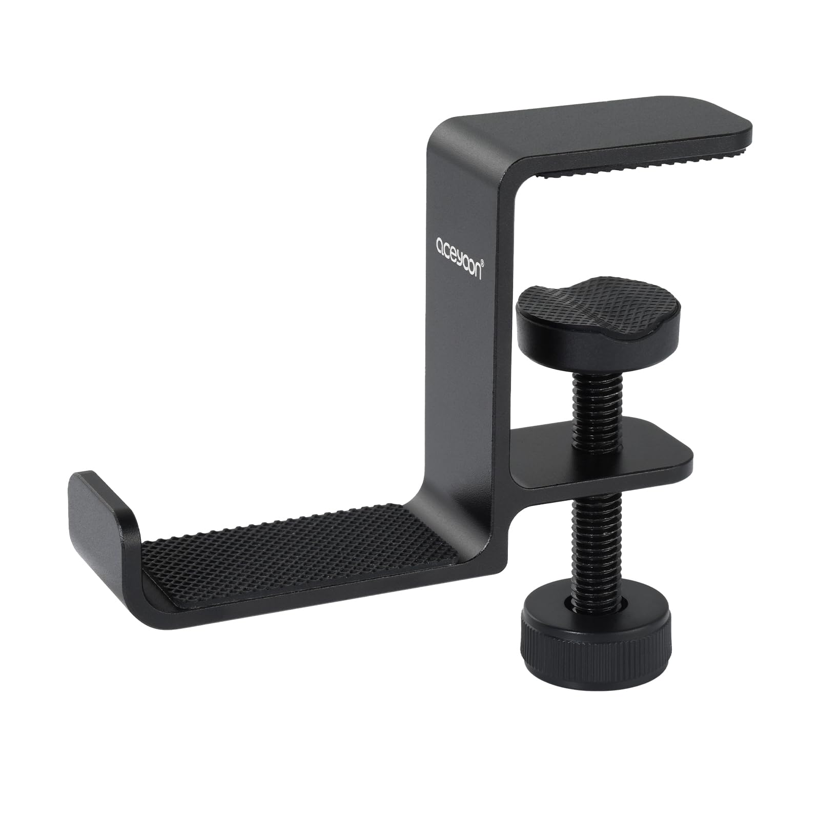 aceyoon Under Desk Headphone Hanger, Aluminum Headphone Stand,Headset Holder Space-Saving for Bag/Backpack/GamingHeadphone, Black