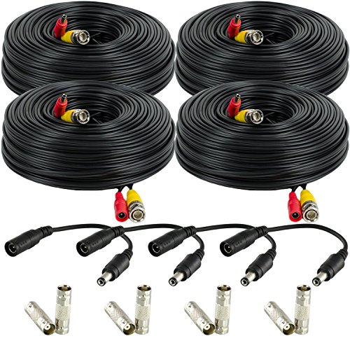 Amcrest 4-Pack 150 Feet Pre-Made All-In-One Siamese Bnc Video And Power Cctv Security Camera Cable With Two Female Connectors For 960H & Hd-Cvi Camera And Dvr (Scablehd150B-4Pack) #TOP16