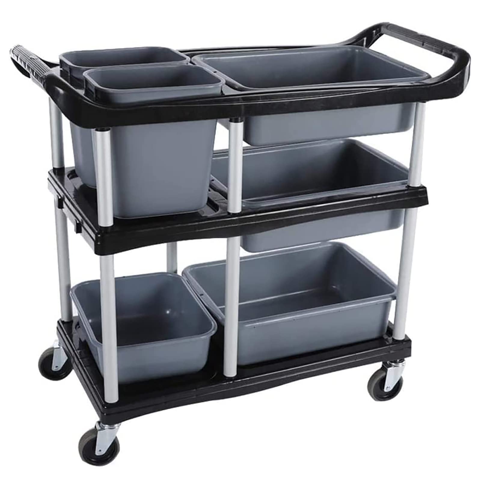 Heavy Duty Rolling Utility Cart 3 Tier Commercial Grade Kitchen Storage Cart con ruote, carrello di servizio per ristorante Bar