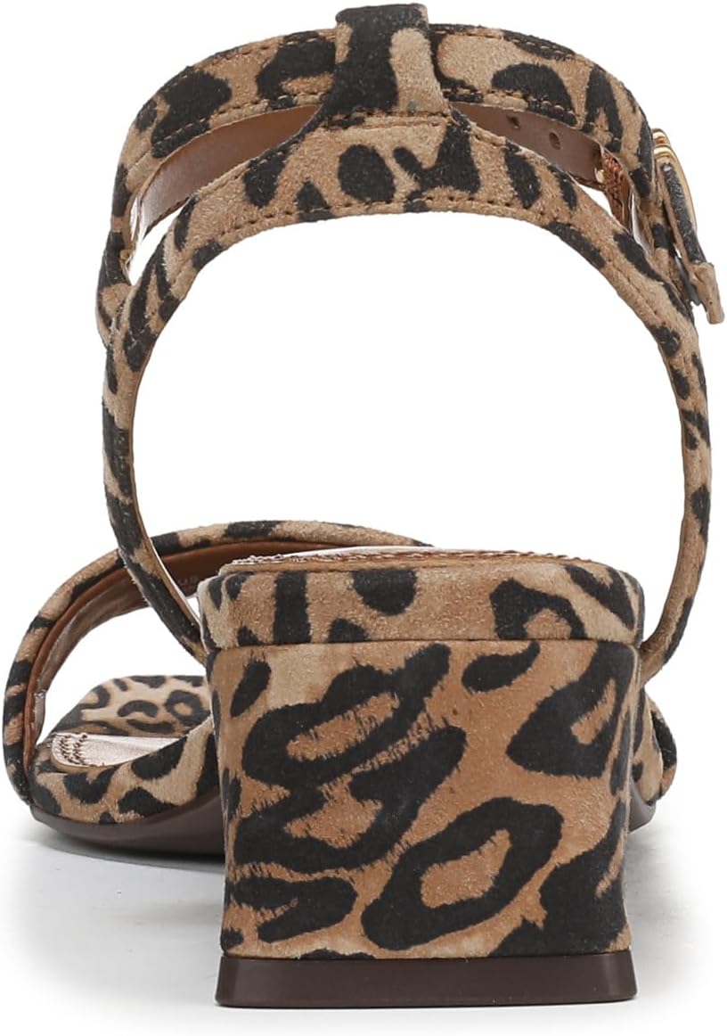 Naturalizer Women's Hana Heeled Sandal Dark Brown Leopard Suede 9 W