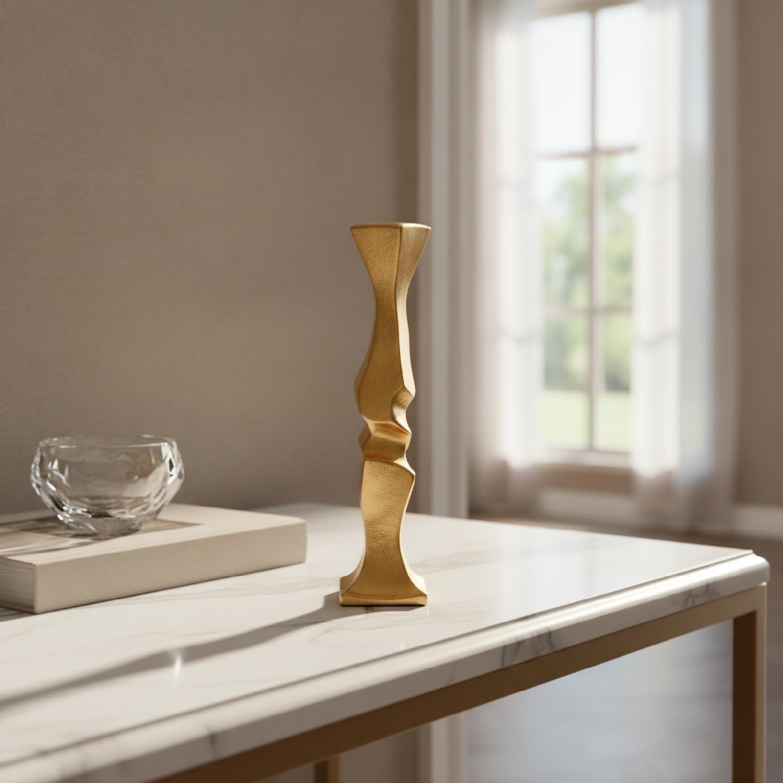 Kerzenhalter mit naturinspiriert Kerzenständer in blattgestalt metallisch Teelichthalter für Wohnzimmer, Eingangsbereich, Silber, Groß 28.58 21.59 H12.7cm
