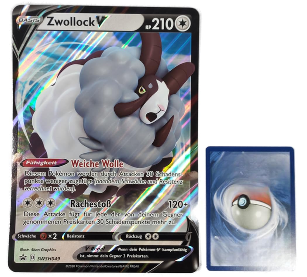 BB-Toy-Trades PKM Trading Card XXL Promo Card Zwollock V SWSH049 - German - Fullart Holo Mega Jumbo Oversize Single Card with BB-Toy-Trades Sleeve (Zwollock V DE)