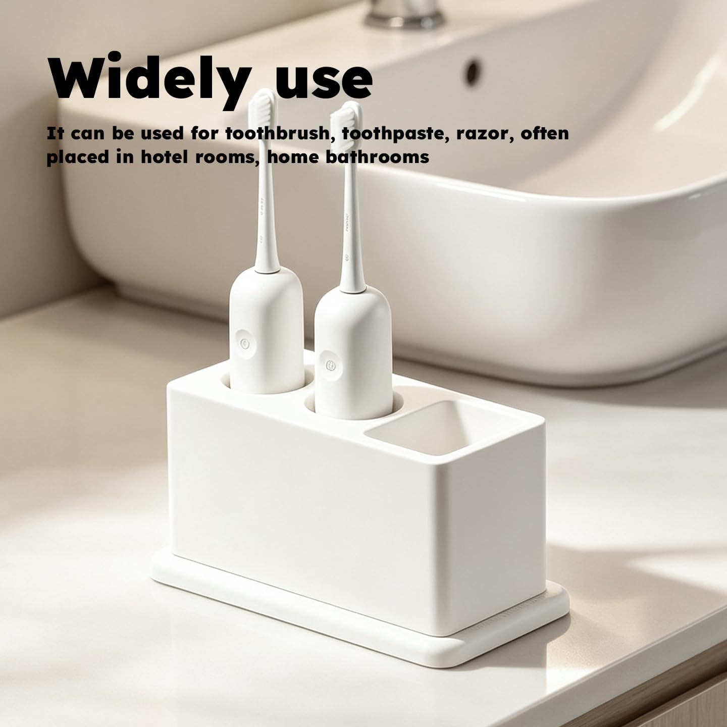 3-Slot Water Absorbent Diatomite Toothbrush Holder,Stable Base for Bathroom