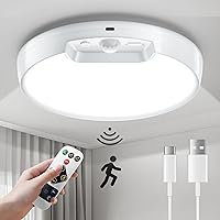 Homelist 8000mAh Rechargeable Motion Sensor Ceiling Light with Remote - Wireless 500LM Cool White for Bathroom, Closet, Hallway