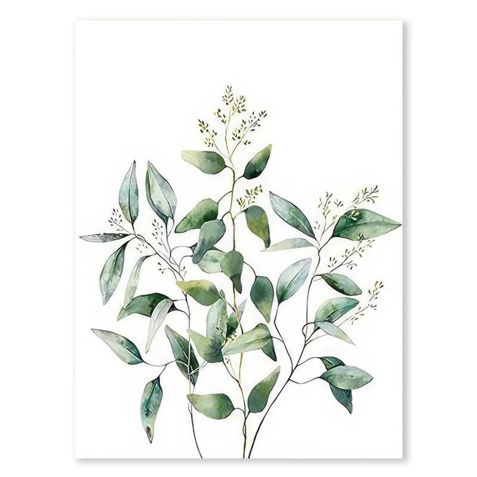 SHINERING 1Pc Green Leaves Posters Prints Minimalist Canvas Painting Wall Art Home Decor A3 21X30Cm Unframed