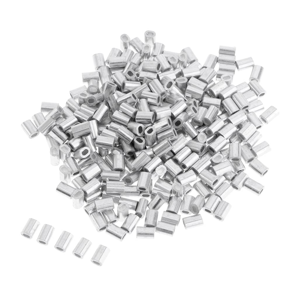 Leeadwaey Paquete de 100 piezas de aluminio para pesca con doble cañón de 0,8 mm