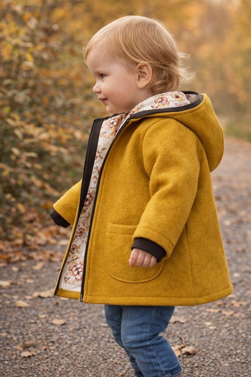 Lilakind“ Wollwalk Kinder-Mantel mit Taschen Walk Kapuzen Jacke Jerseyfutter Gr. 74-140 - Made in Germany