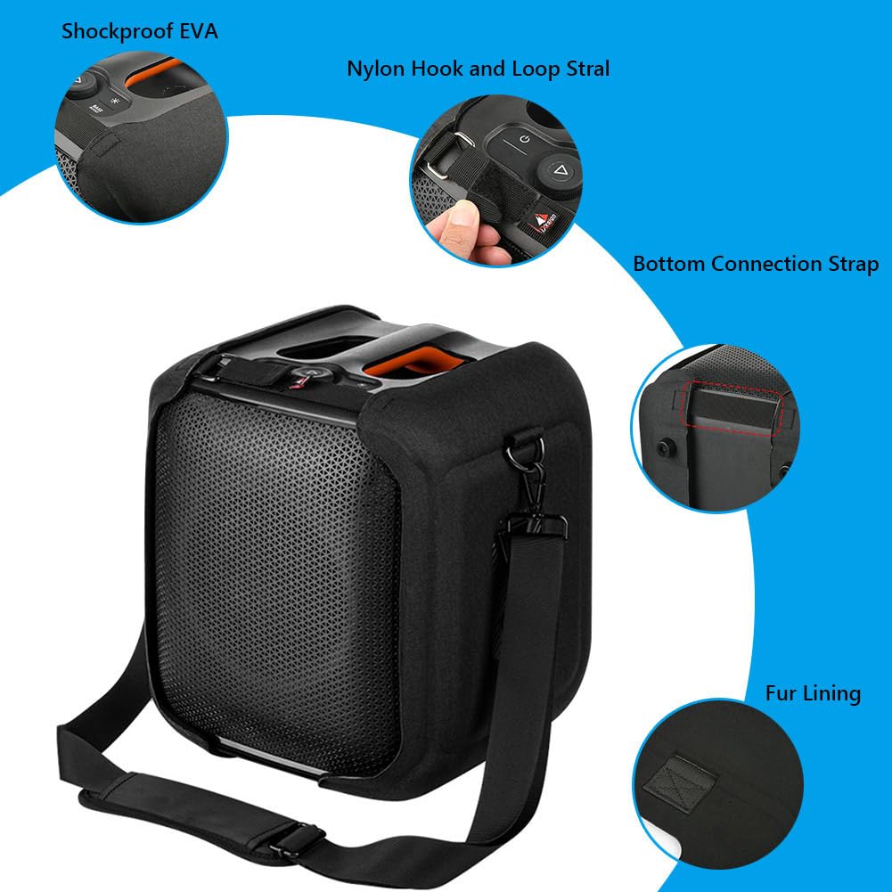 Eva - Custodia per tracolla da viaggio, antiurto, antigraffio, anti-caduta, con tracolla e piedini di supporto di base per speaker Essential
