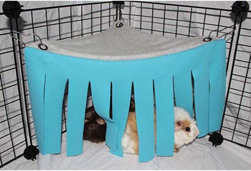 EtophighPet tent, Guinea Pig Hideout, Corner Cloth Tassels Curtain Hideaway For Small Animal (Blue)
