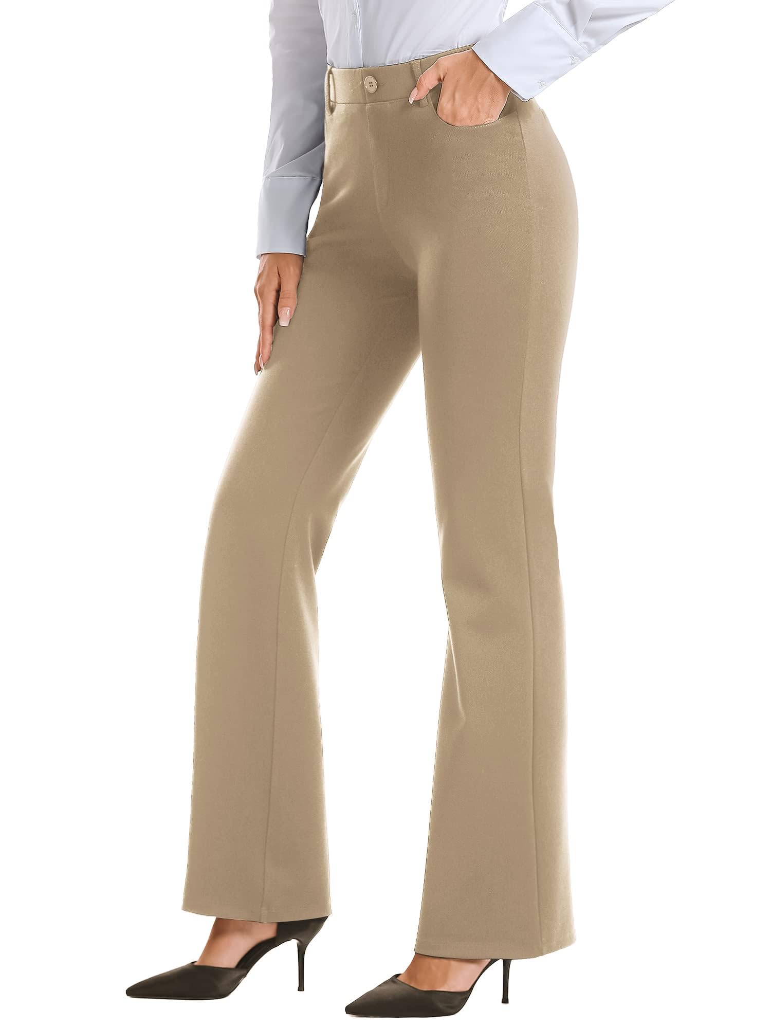Stelle Womens Bootcut Stretch Dress Work Pants Slacks with Pockets Pull On