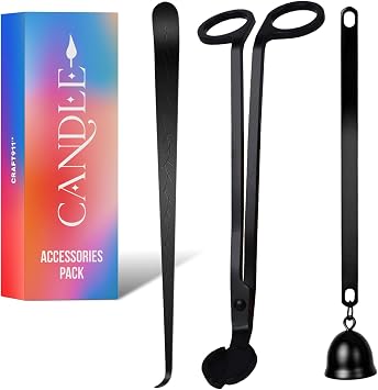 Craft911 Candle Snuffer and Wick Trimmer with Dipper 3 in 1 Candle Care Kit for Candle Lover Black