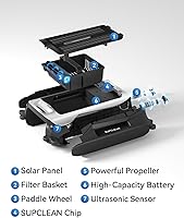 Vista 10 de Robot desnatador eléctrico automático de piscina 24/7 con soporte de aplicación, limpiador de superficie flotante para piscina sobre el suelo