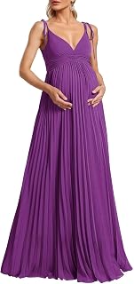 Maternity Photo Shoot Dresses Maxi Maternity Wedding Guest Gown Pleated Chiffon Baby Shower Dress