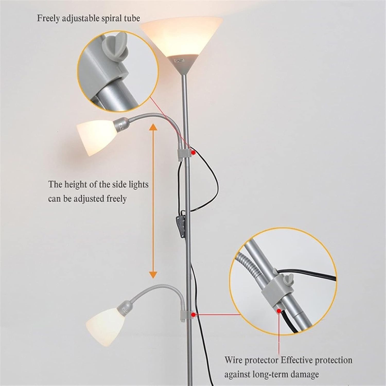 Lampa Podłogowa Do Czytania, 70,4 Cala Energooszczędna Wysoka Lampa Stojąca Led Lampy Podłogowe Matka I Córka Z Nowoczesnym Słupem Tradycyjny Metal