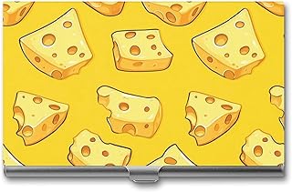 Cheese Slices Pattern Metal Business Card Holder for Men Women Professional Slim Purse Name Card Case Organizer