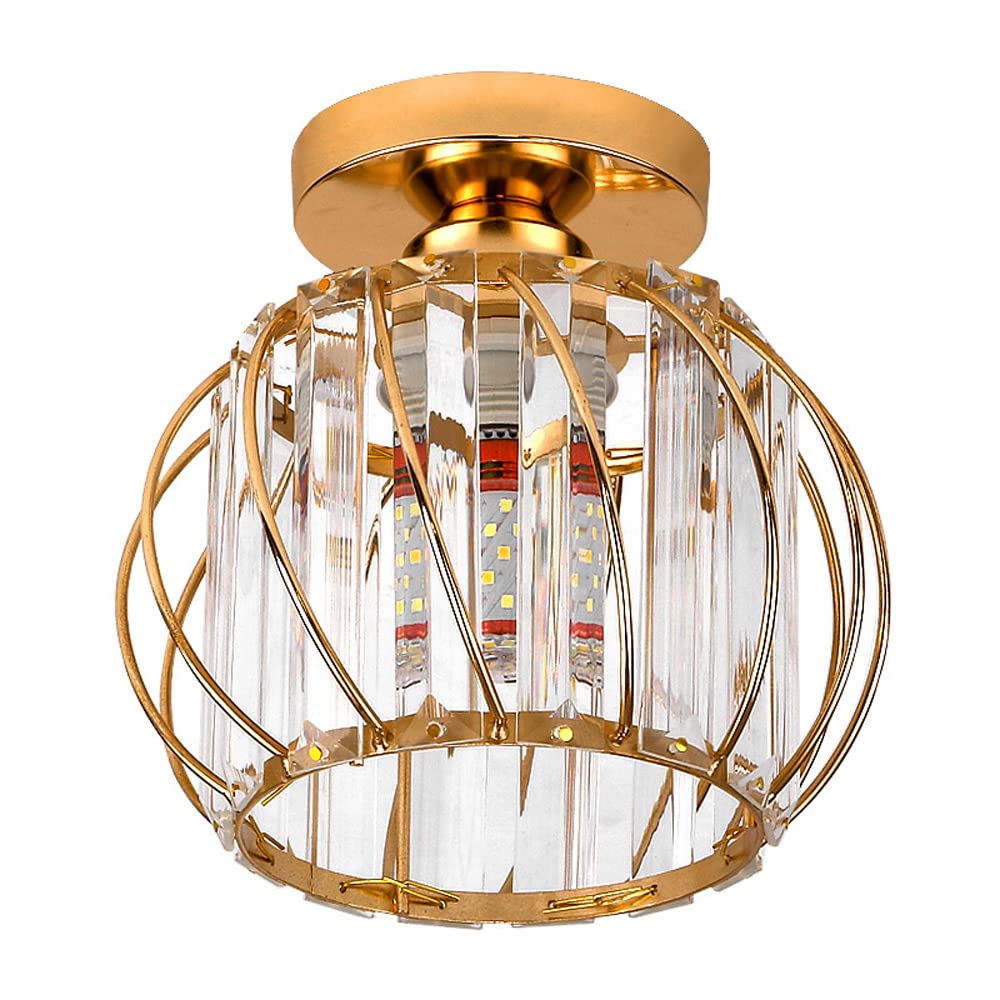 FYZDLAOR Metal Ceiling Light Entrance Light Crystal Living Room Small Chandelier Creative Simple Walkway Mini Ceiling Light（E27）