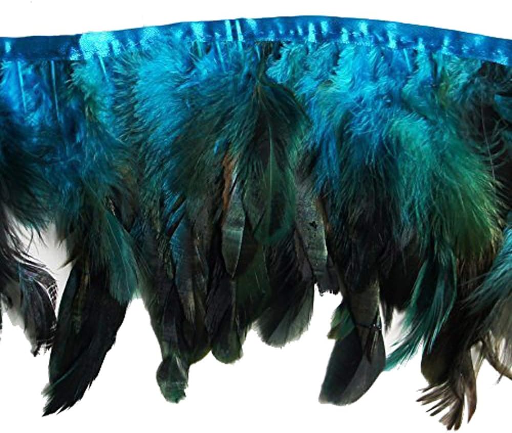 DU09 Deep Sea Blue Double Layer Rooster Feather 6 inches/w - appx 2 meters