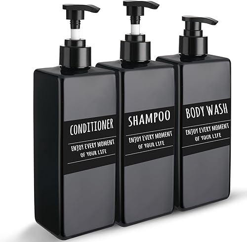Cosywell Dispensador de botellas dispensadoras de 16.9 oz16.9 fl oz, paquete de 3 botellas vacías de plástico recargables para cremas, loción,