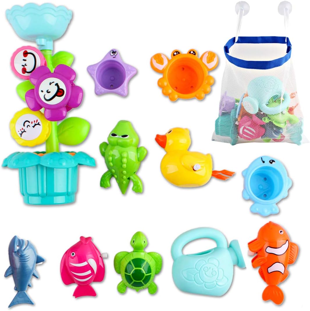 deAO Kids Bathtime Fun Flower Sprinkler Toy with Watering Can