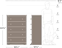 Vista 4 de Prepac - Cajonera Salt Spring de 5 cajones, color gris gris (drifted gray)