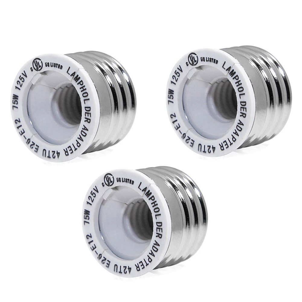 FINELED 3PACK E26 to E12 Adapter - Medium Screw E26 socket to Candelabra Screw E12 bulb Socket Reducer Adapter Converter