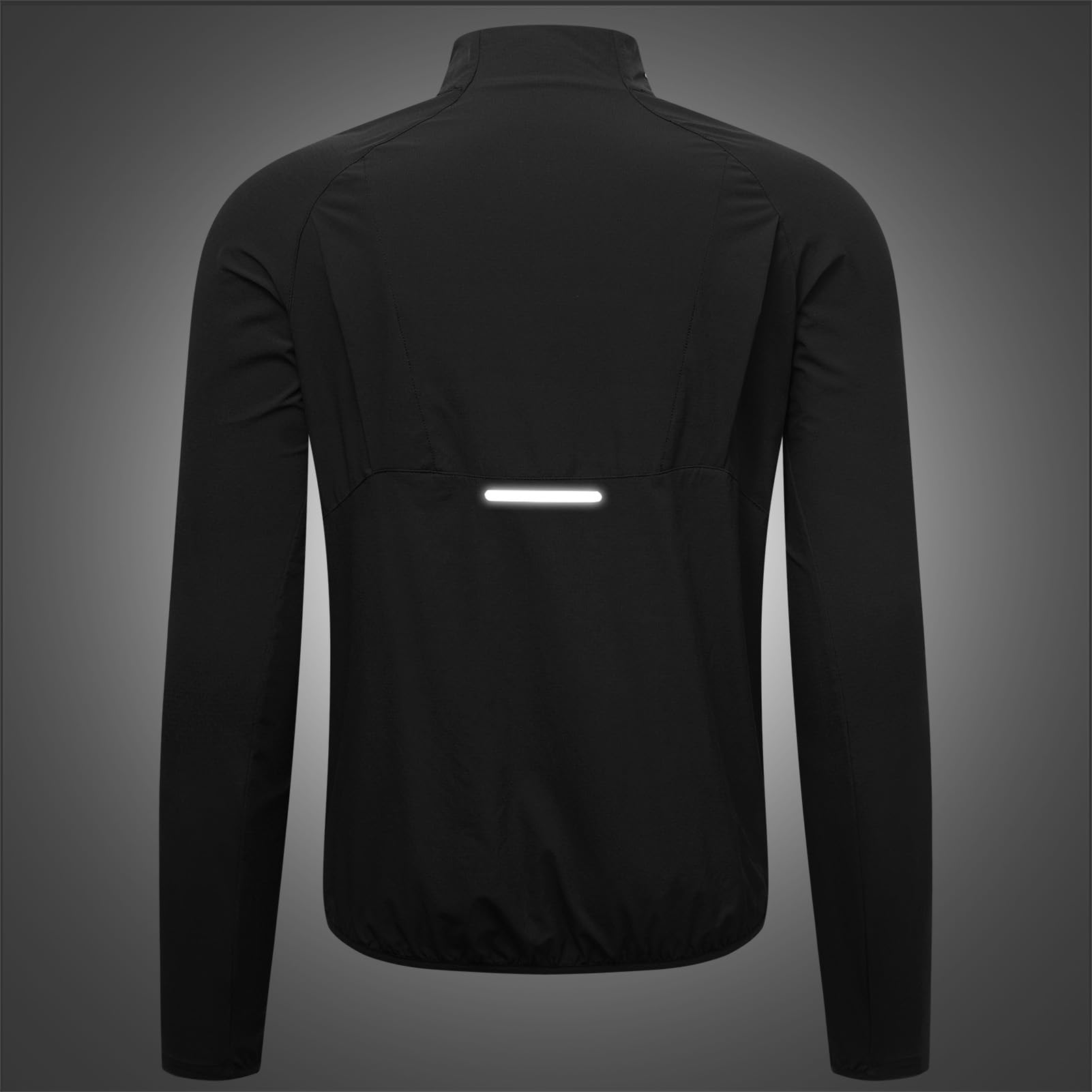 Tbest Chaqueta de Ciclismo a Prueba de Viento, Térmica, Cálida, para Ciclismo, Running, Cortavientos con Doble Cremallera Reflectante para Correr y desplazarse. (BE207-B Abrigo Negro M)
