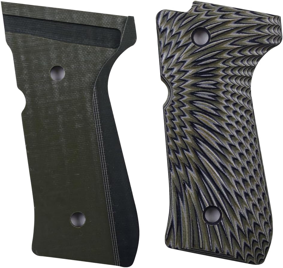 Cool Hand G10 Grips for Beretta 92FS, 92/96 Full Size, m9, 92a1, 96a1, 92 INOX, Wave/Sunburst Texture, Black Gun Grips Screws Set Included, 1/4" Thin