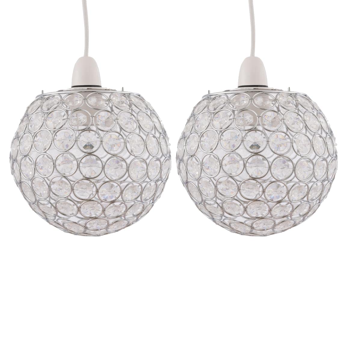 Set of 2 Clear Jewelled Globe Light Shades