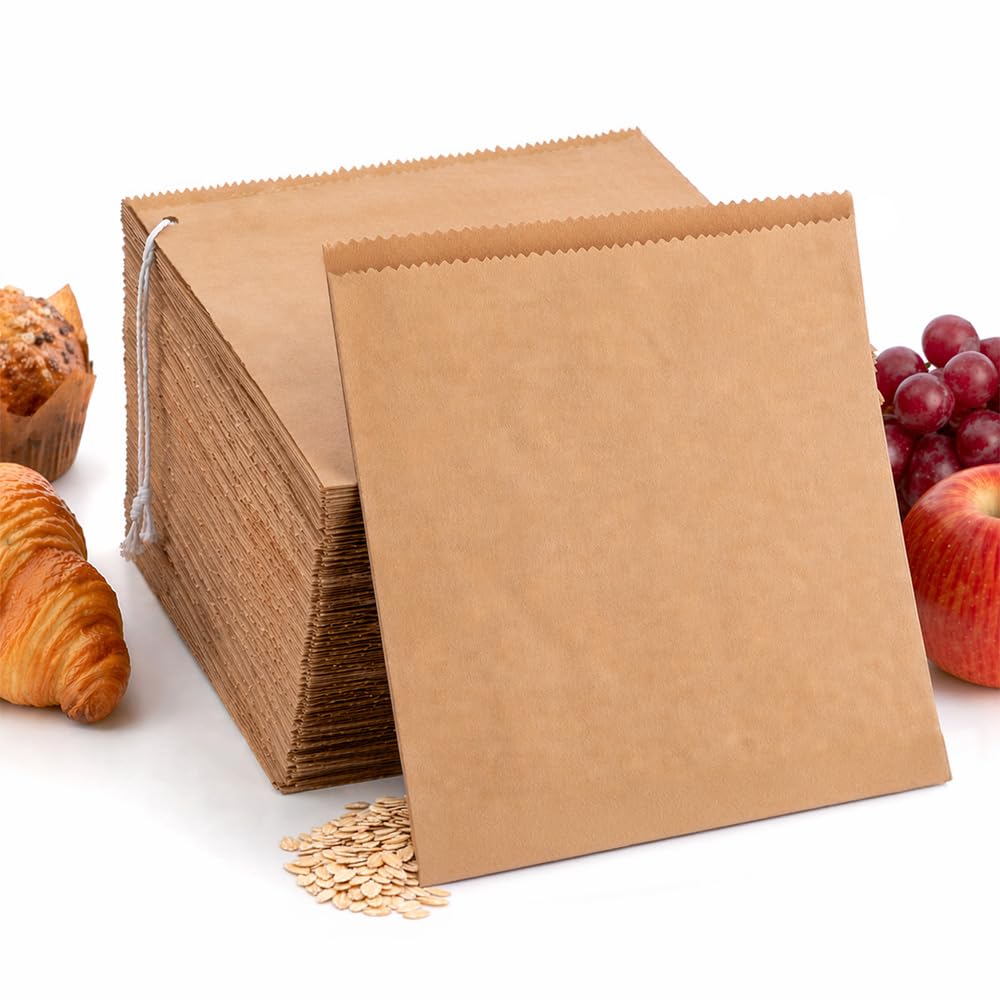 Simplelifeco Uk Brown 200 Paper Sandwich Bags 7X7" – Kraft Flat Food Bags For Sandwiches, Bakery & Snacks – Food Safe Paper Bags Bulk For Cafés, Takeaway, Catering & Lunch Use