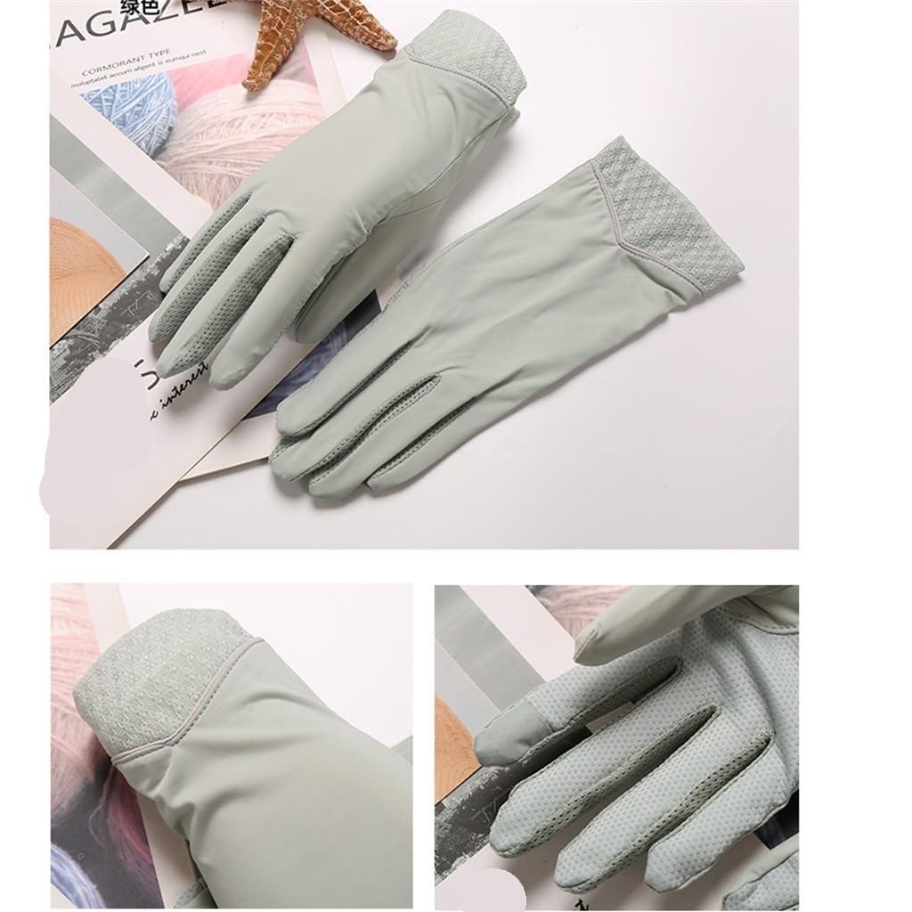 Women's Thin Driving Ice Silk Touch Screen Short Spring and Autumn Cycling Gloves