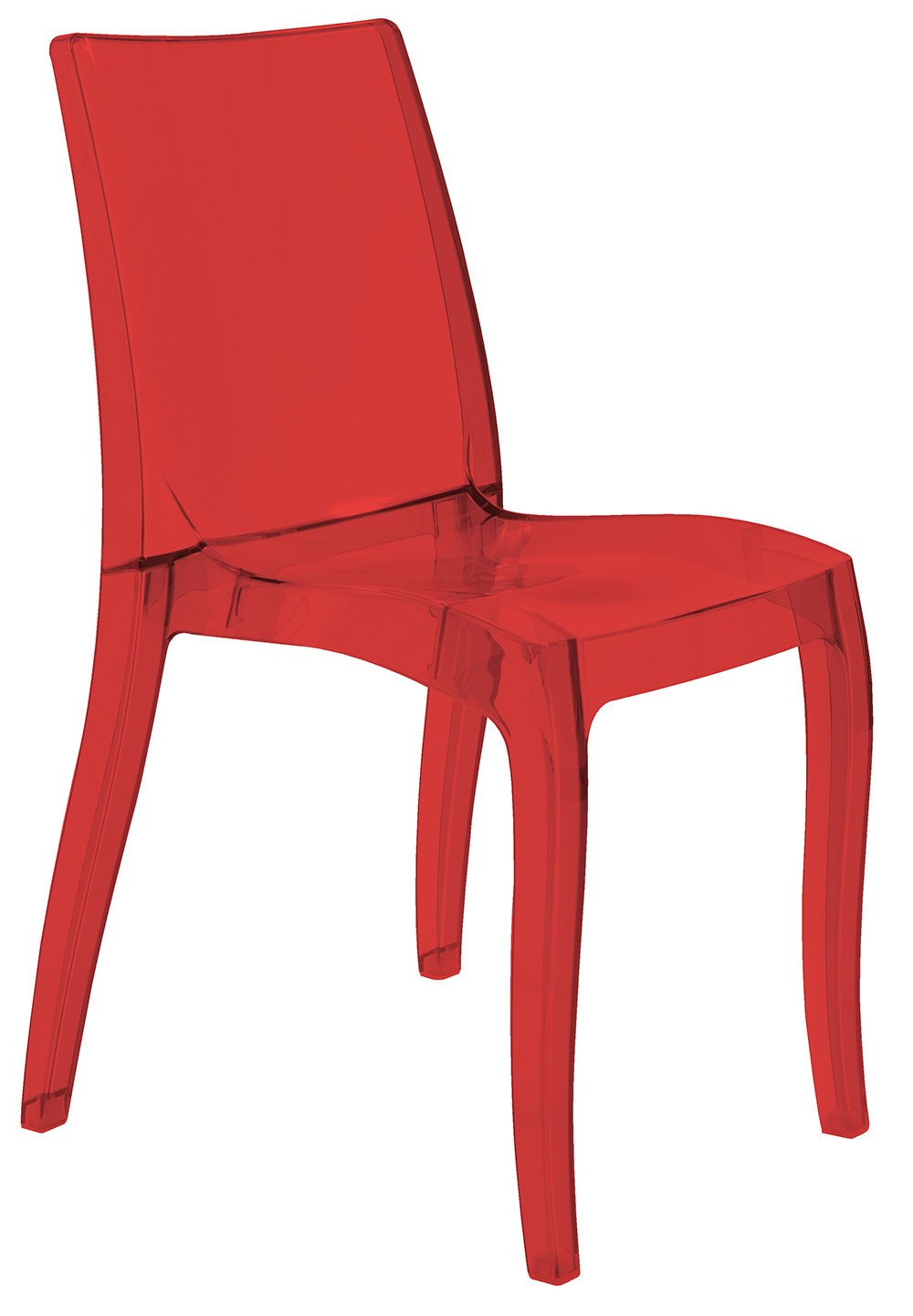 Grandsoleil Upon Cristal Light - Sedia impilabile in policarbonato, 54 x 50 x 84 cm, colore: Rosso rubino