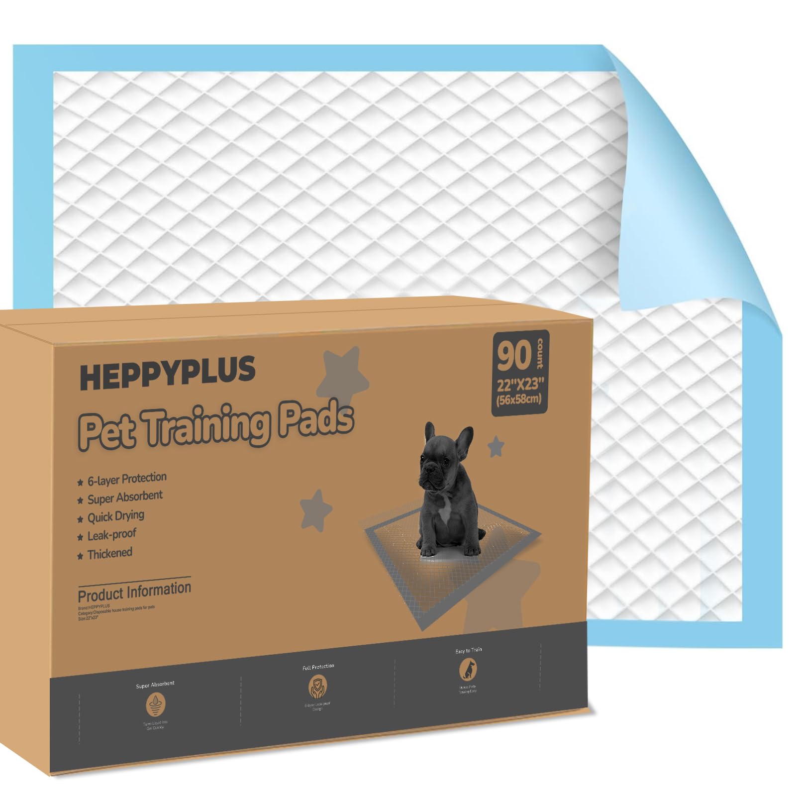 Dog Pee Pads 22"x23", Disposable Puppy Pads Pee Pads for Dogs, Pet Training Pads Super Absorbent Leak-Proof Pee Pads (90 Count)