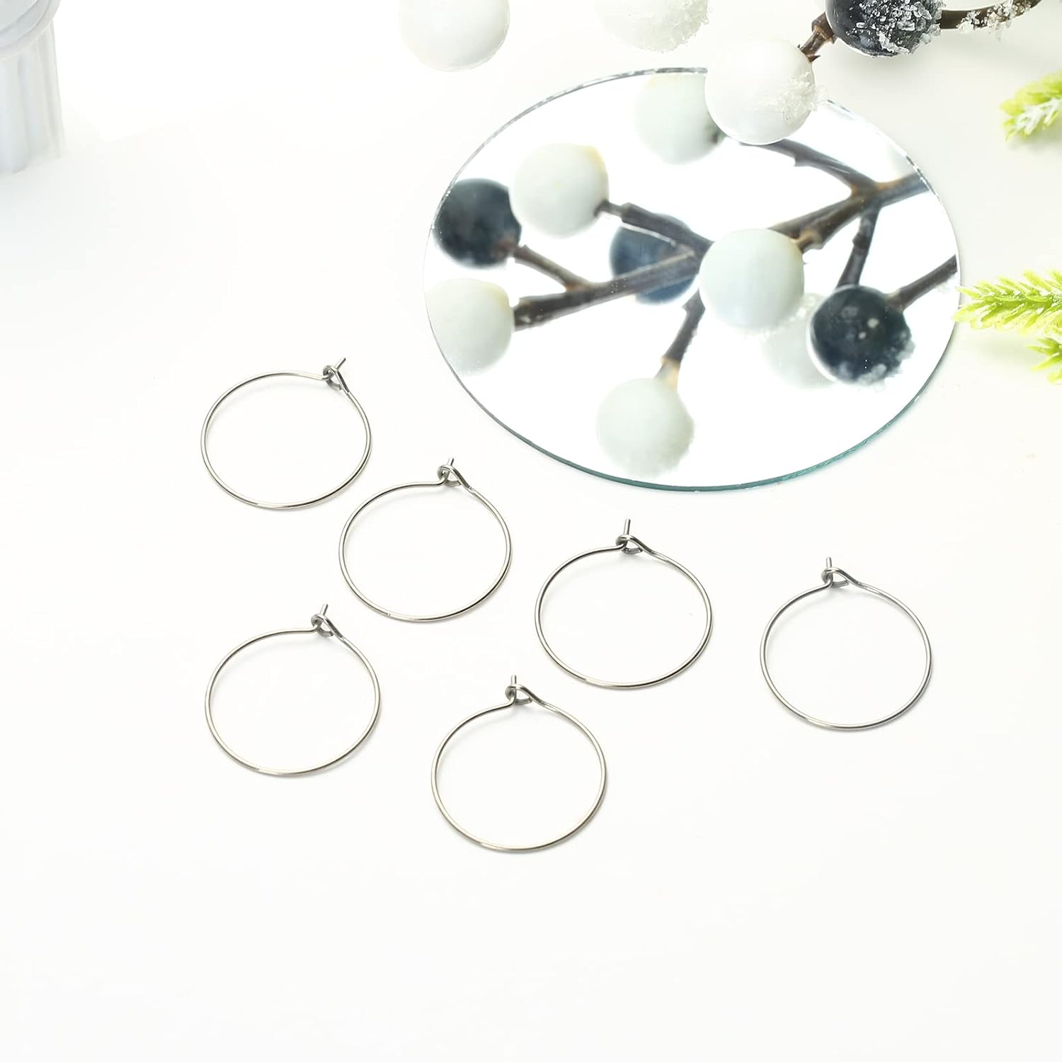 6pcs 20G Pure Titanium Earring Hoops DIY Beaded Earrings Findings Components for Jewelry Making 20mm, Hypoallergenic Beading Hoop Earring Making Kit