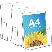 Thboxes 3 Pack A4 Leaflet Holder, Clear Freestanding Acrylic Brochure Stand
