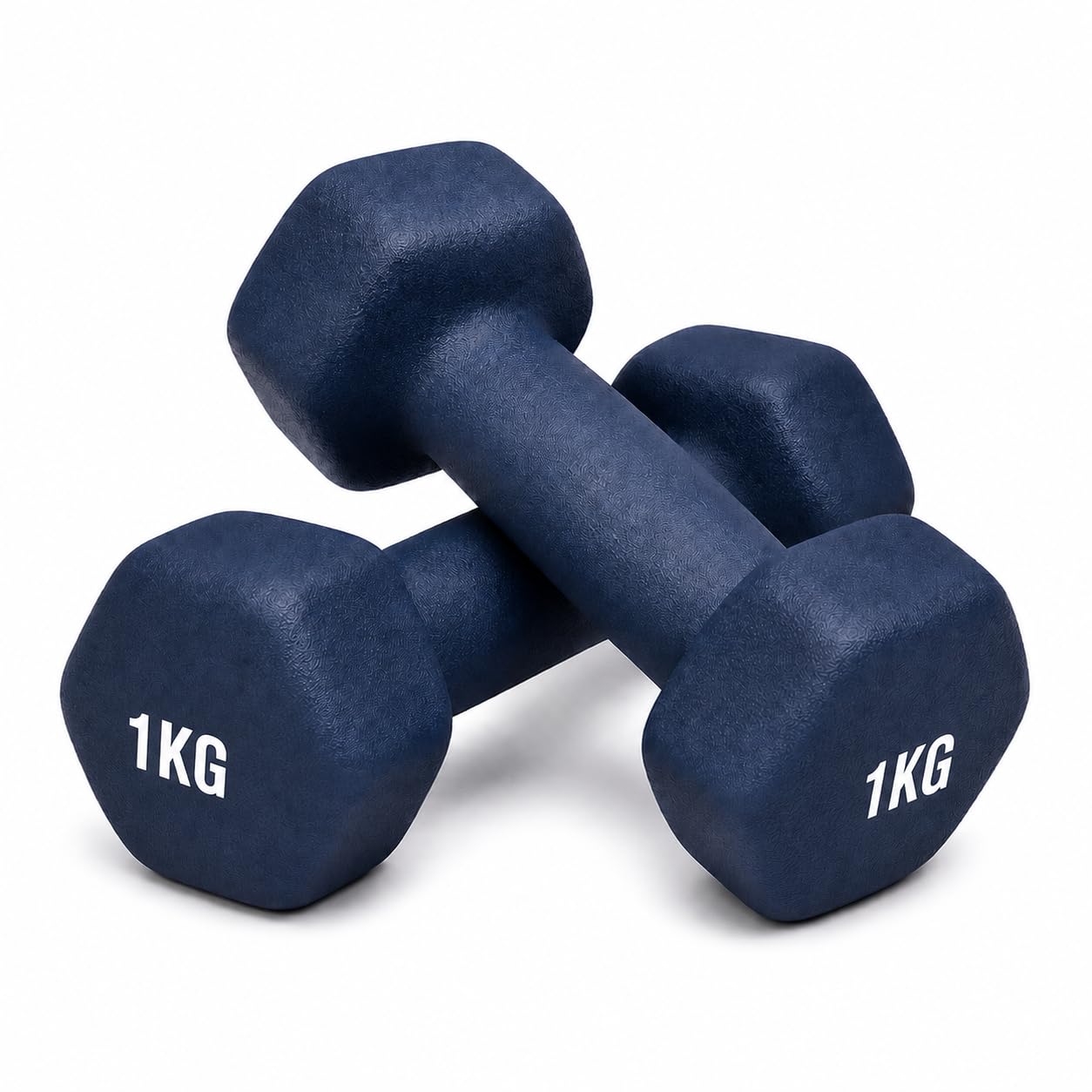Neoprene Dumbbells Set Pair, Cast Iron Hand Weights for Home Gym Fitness, Aerobic Exercise, Strength Training, Toning, Workout Weights for Men & Women (Blue, 1Kg Pair)