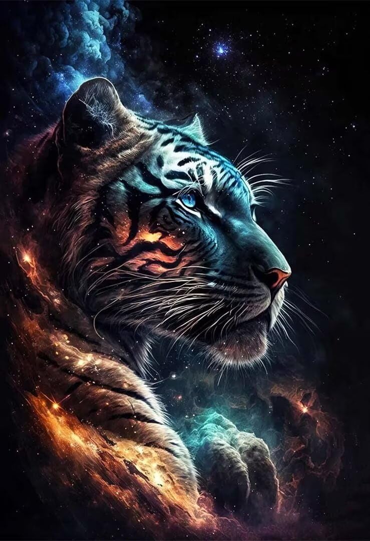 5D DIY Diamante Art Pintura kit Completo, Diamond Painting Adultos Niños Rhinestone Bordado de Punto de Cruz Artes Pintura Painting, Cuadros Decor para Cuarto, Sala de Estar - (Animal Tiger) 60x90cm