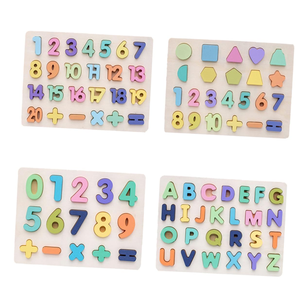 Puzzle Educativo in Legno Lettere e Numeri, 4 Pezzi