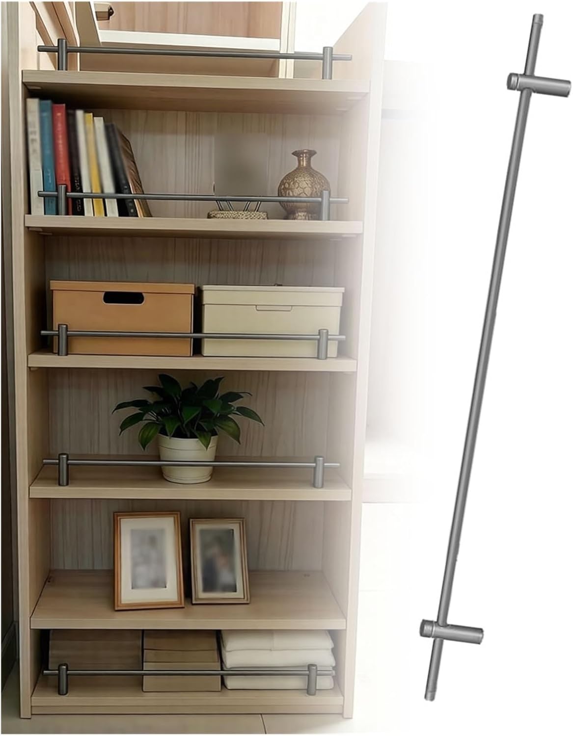 Floating Shelf Guardrail Set, Adjustable 11-43" Decorative Railing Bar, Grey Cabinet Fence for Glassware & Collectibles, Sturdy Guardrail for Home Display (90cm/35.43")