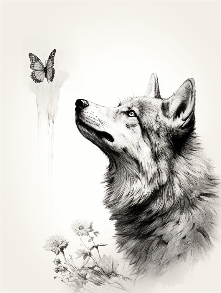 Kit broderie de perles loup coloré DIY point de croix animaux 40x50