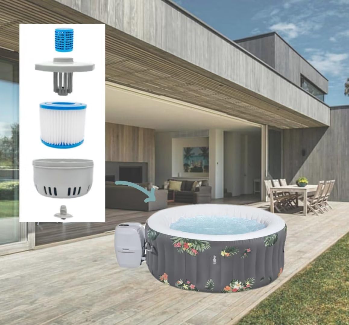 Replacement Hot Tub Filter Cartridge Holder P6653,P05343 with 8pcs hot tub Filter vi and 2pcs Hot Tub Mineral Stick Cartridge Parts
