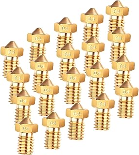 3D Printer Nozzles, M6 0.4mm Brass Nozzle Extruder Print Head Replace for 1.75mm Filament E3D V5-V6 3D Printer (20 Pc)