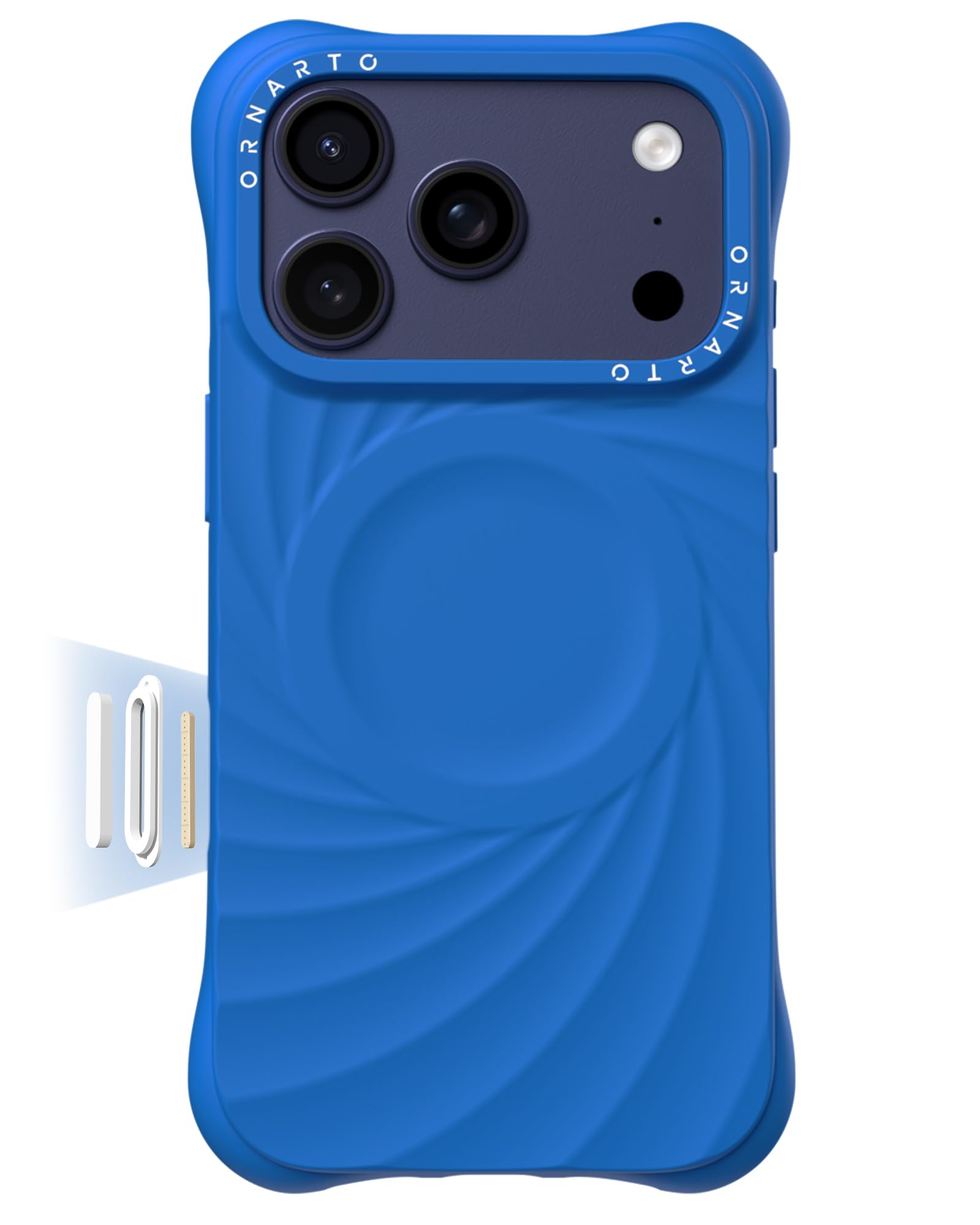 Coque haut de gamme silicone liquide iPhone 17 Pro ORNARTO bleu Vortex