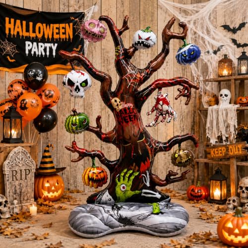Image of AMFIN Halloween Haunted Tree Pumpkin Skull Foil Balloon Decoration