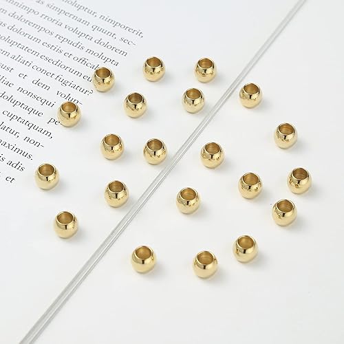 Miniatura 9 de Loprome 60 cuentas espaciadoras redondas lisas de acero inoxidable 304 con agujero de 0.079 pulgadas, cuentas sueltas sin costuras para hacer