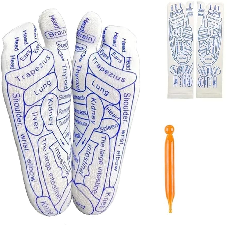 Alark Reflexology Socks Set Used Together with Acupressure Pen and Massage Stick Acupoint Pressure Point Cotton Socks for Foot Pain Relief for Women Men Tied Relieve Foot Massage Socks [28x10x1 CM] (B0D6BN2FLN) Amazon Price History, Amazon Price Tracker