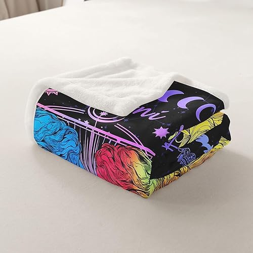 Miniatura 5 de Manfei Manta Géminis con 12 constelaciones, manta de cama del zodiaco para niños y niñas, decoración de habitación de galaxia, sol, luna y estrella,