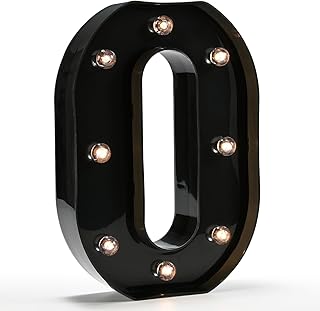 Light Up Black Alphabet Marquee Number Sign LED Marquee Number Lights Sign for Night Light Home Bar Christmas Lamp Birthday Party Wedding Decoration 0