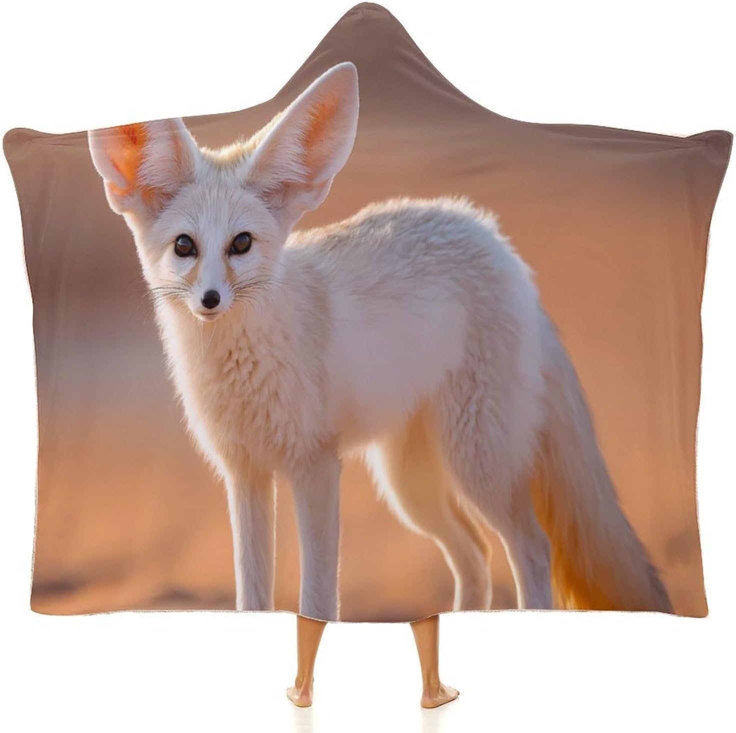 Fennec Foxes Desert Wearable Blanket Hoodie | Flannel Fuzzy Machine Washable Home Camping Lounging